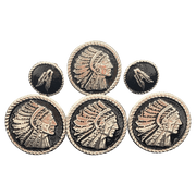 CBCONCH 124F Silver Indian Head Dress with Feathers Conchos - Corriente Buckle