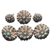 CBCONCH 162 Silver Sunflower with Turquoise Stone - Corriente Buckle