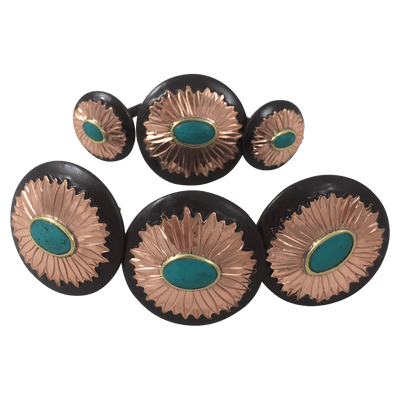 CBCONCH 109A Starburst With Turquoise Conchos - Corriente Buckle