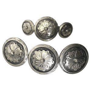 CBCONCH 115 Silver Flower Conchos - Corriente Buckle