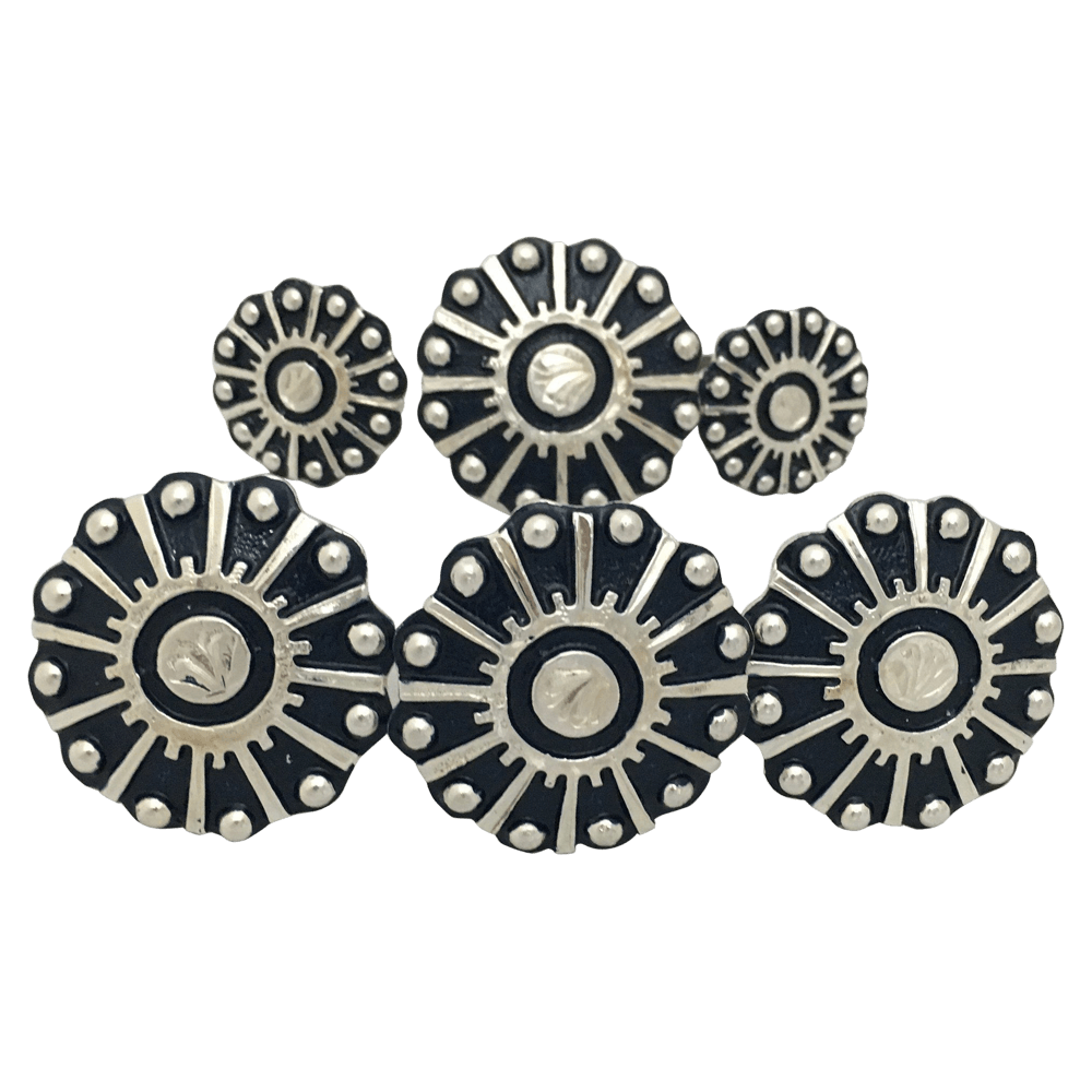 CBCONCH 121 Navy Blue Wagon Wheel Conchos - Corriente Buckle