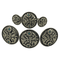 CBCONCH 122A Silver Filagre Turquoise Stone Conchos - Corriente Buckle