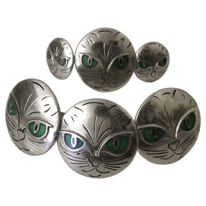 CBCONCH 123 Green Cat Eye Conchos - Corriente Buckle