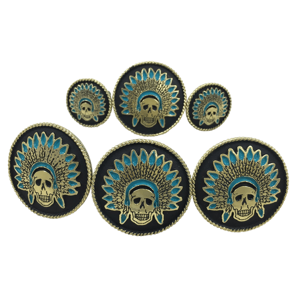 CBCONCH 124A Turquoise Indian Head Dress Conchos - Corriente Buckle