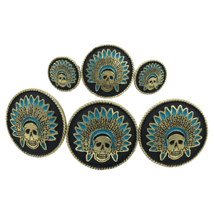 CBCONCH 124A Turquoise Indian Head Dress Conchos - Corriente Buckle