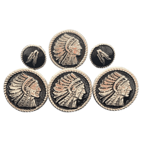 CBCONCH 124F Silver Indian Head Dress with Feathers Conchos - Corriente Buckle