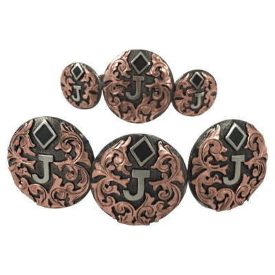 CBCONCH 125A Copper Scroll Custom Conchos - Corriente Buckle