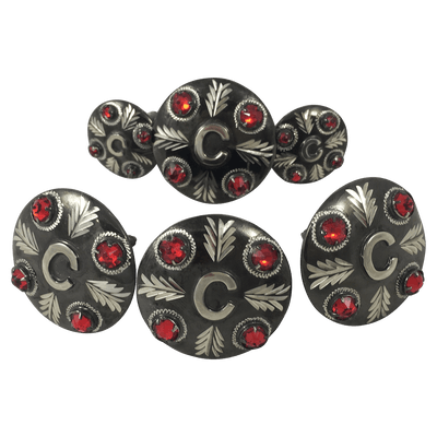 CBCONCH 128B Red Stone Conchos - Corriente Buckle