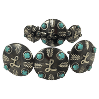 CBCONCH 129 Turquoise Stone Conchos - Corriente Buckle
