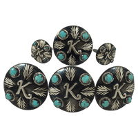 CBCONCH 129 Turquoise Stone Conchos - Corriente Buckle