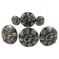CBCONCH 129 Turquoise Stone Conchos - Corriente Buckle