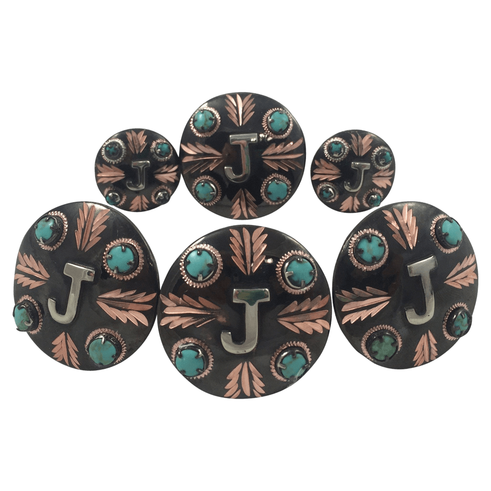 CBCONCH 129A Turquoise Stone Conchos - Corriente Buckle