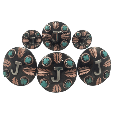 CBCONCH 129A Turquoise Stone Conchos - Corriente Buckle