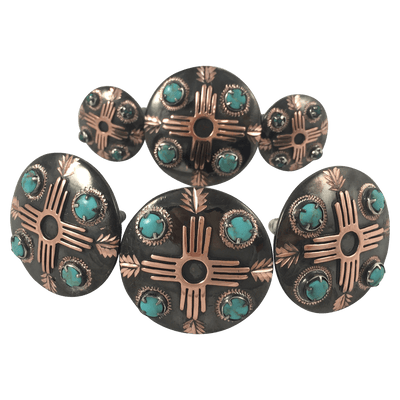 CBCONCH 129B Turquoise Stone Conchos - Corriente Buckle