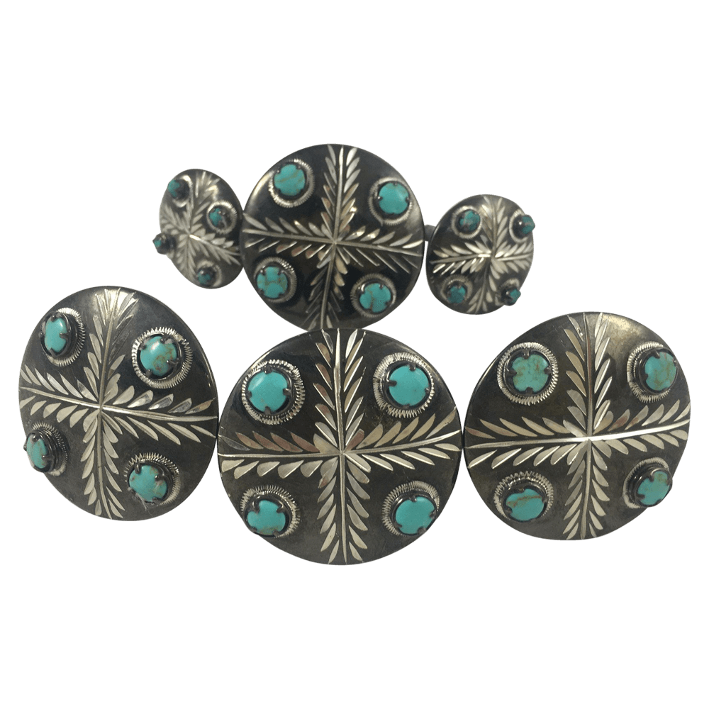 CBCONCH 129C Turquoise Stone Conchos - Corriente Buckle