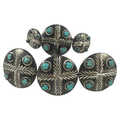 CBCONCH 129C Turquoise Stone Conchos - Corriente Buckle