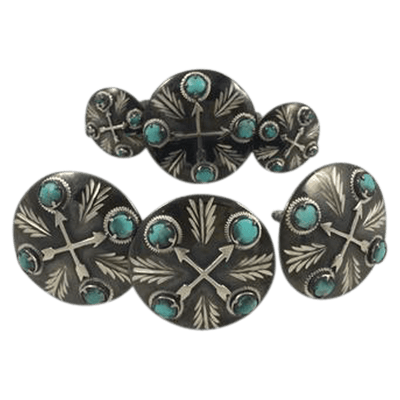 CBCONCH 129D Turquoise Stone Conchos - Corriente Buckle