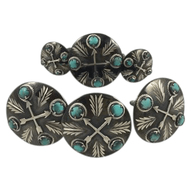 Conchos A Fiore Turchese (10 Pezzi) | Western And Cowboy