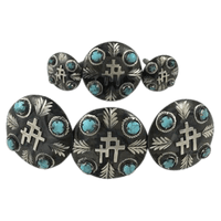 CBCONCH 129F Three Crosses Turquoise Stone Conchos - Corriente Buckle
