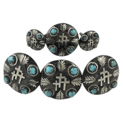 CBCONCH 129F Three Crosses Turquoise Stone Conchos - Corriente Buckle