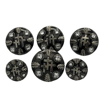 CBCONCH 129FA Three Crosses Clear Stone Conchos