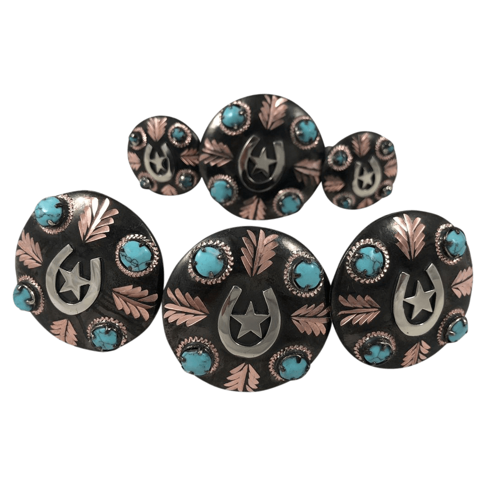 CBCONCH 129G Horseshoe Turquoise Stone Conchos - Corriente Buckle