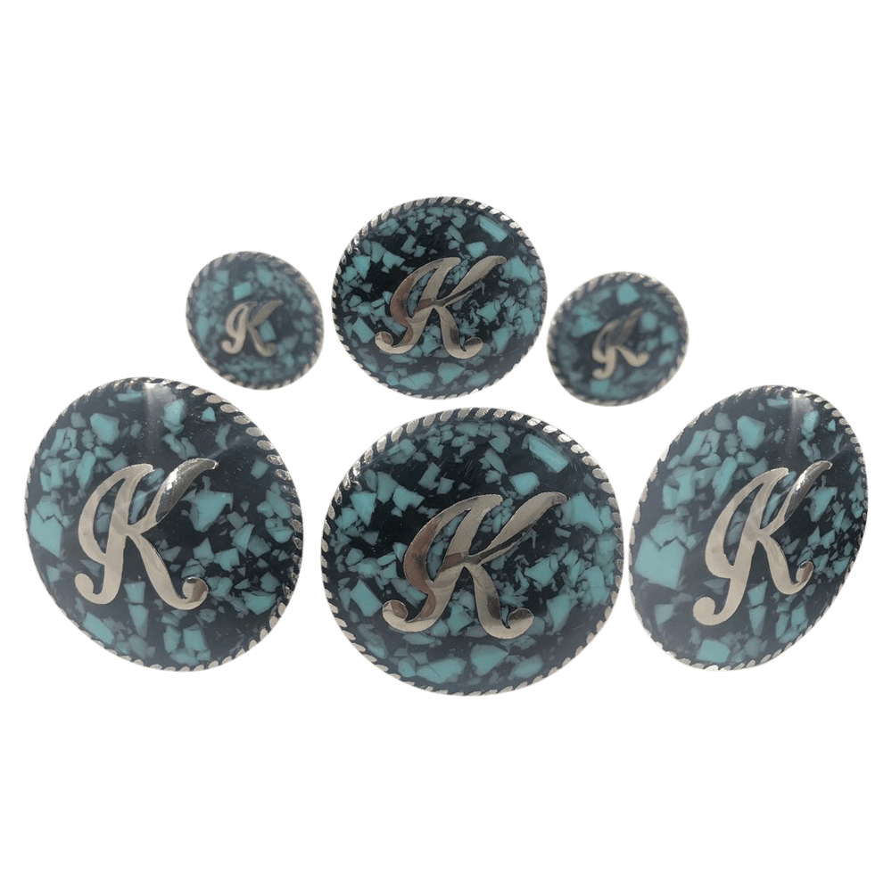 CBCONCH 130 Crushed Turquoise Stone Conchos - Corriente Buckle