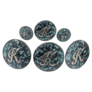 CBCONCH 130 Crushed Turquoise Stone Conchos - Corriente Buckle