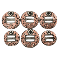 CBCONCH 141A Copper Floral Silver Slotted Conchos - Corriente Buckle