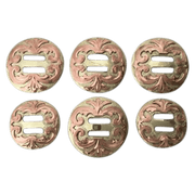 CBCONCH 142 Copper Floral Brass Slotted Conchos - Corriente Buckle