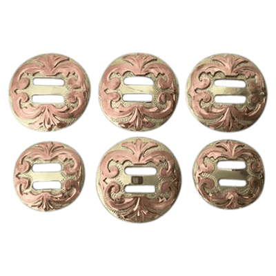 CBCONCH 142 Copper Floral Brass Slotted Conchos - Corriente Buckle