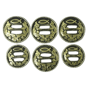 CBCONCH 143 Brass Jesus Fish Slotted Conchos - Corriente Buckle