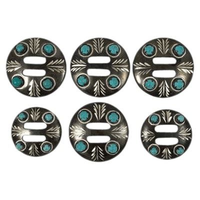 CBCONCH 146 Turquoise Stone Conchos - Corriente Buckle