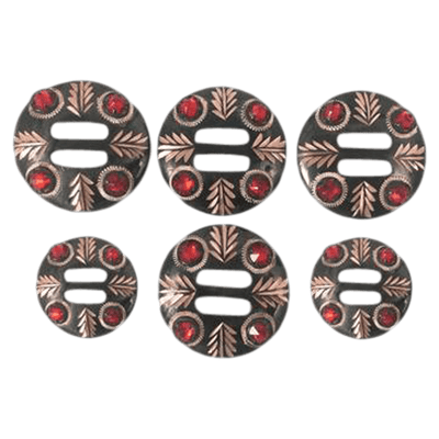 CBCONCH 149 Red Stone Conchos - Corriente Buckle