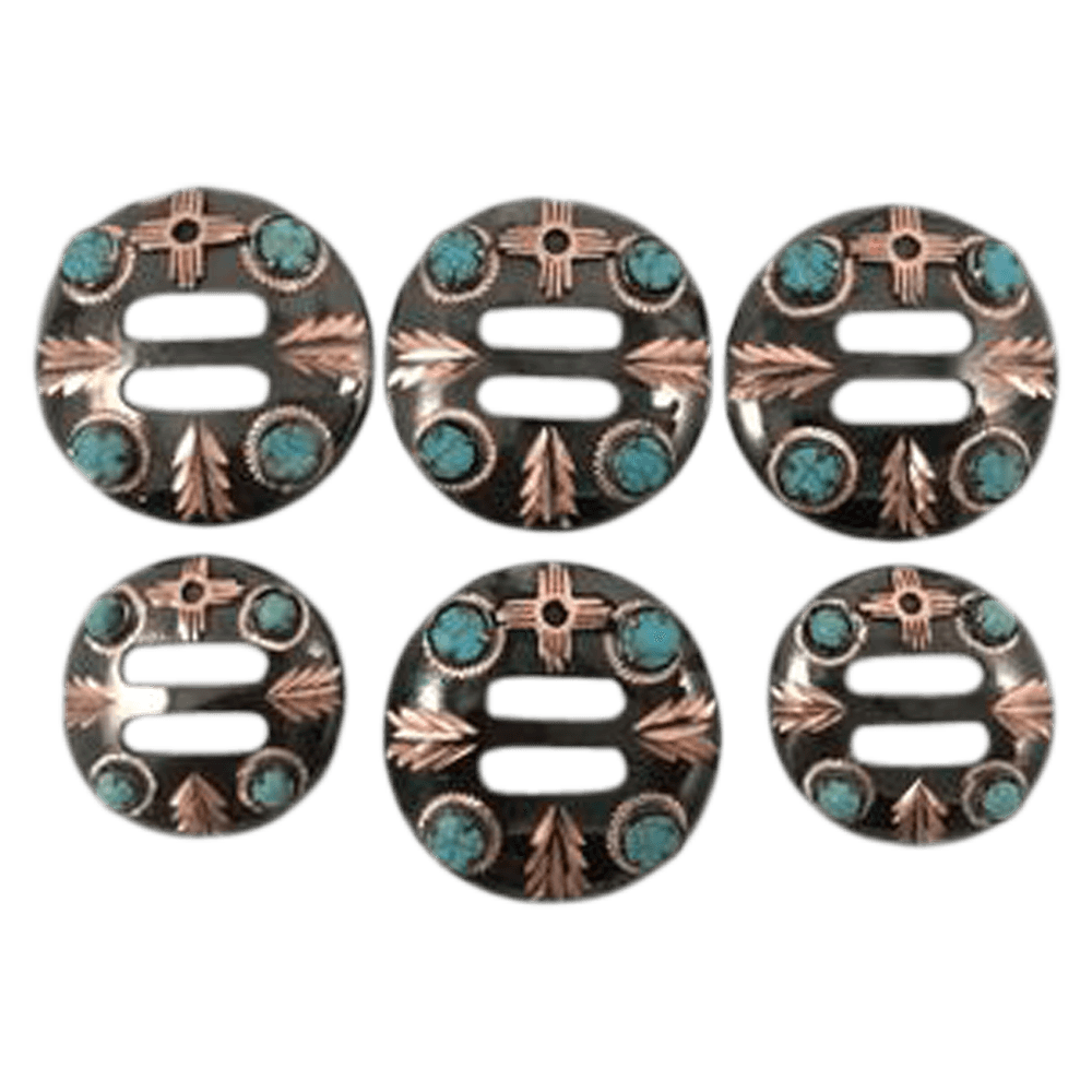 CBCONCH 149D Turquoise Stone with Zia Conchos - Corriente Buckle
