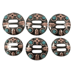 CBCONCH 149D Turquoise Stone with Zia Conchos - Corriente Buckle