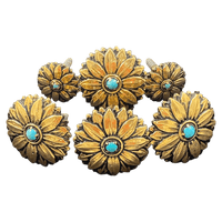 CBCONCH 161 Gold Sunflower with Turquoise Stone - Corriente Buckle