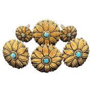 CBCONCH 161 Gold Sunflower with Turquoise Stone - Corriente Buckle