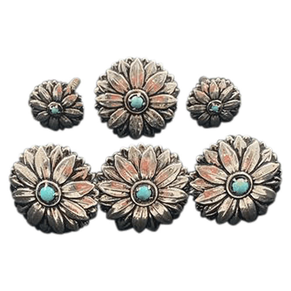 CBCONCH 162 Silver Sunflower with Turquoise Stone - Corriente Buckle