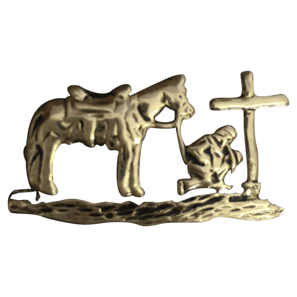 Cowboy Kneeling at Cross - Corriente Buckle