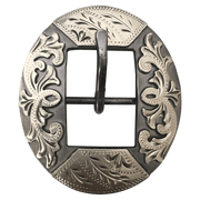 CSHB 140 Custom Silver Floral Cart Headstall Buckles - Corriente Buckle