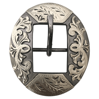 CSHB 140 Custom Silver Floral Cart Headstall Buckles - Corriente Buckle