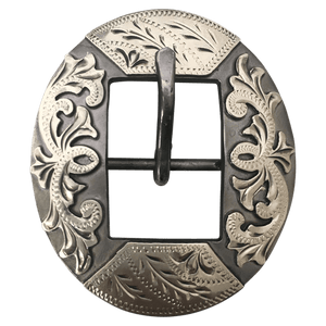 CSHB 140 Custom Silver Floral Cart Headstall Buckles - Corriente Buckle