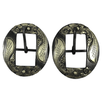 CSHB 150A Custom Gold Floral Cart Headstall Buckles - Corriente Buckle