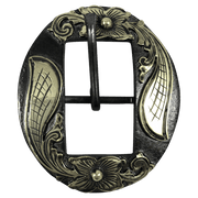 CSHB 150A Custom Gold Floral Cart Headstall Buckles - Corriente Buckle