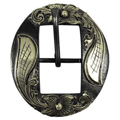 CSHB 150A Custom Gold Floral Cart Headstall Buckles - Corriente Buckle